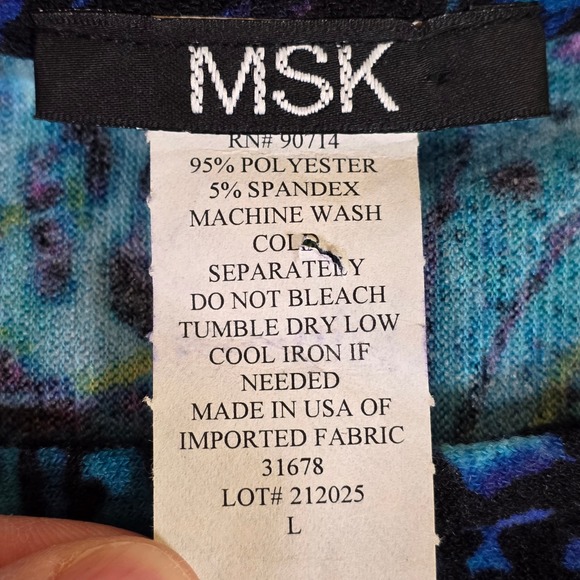 Vtg MSK Womens Large Blue Paisley Bell Sleeve Tunic Dress Blue Teal Boho Leopard - Picture 3 of 6